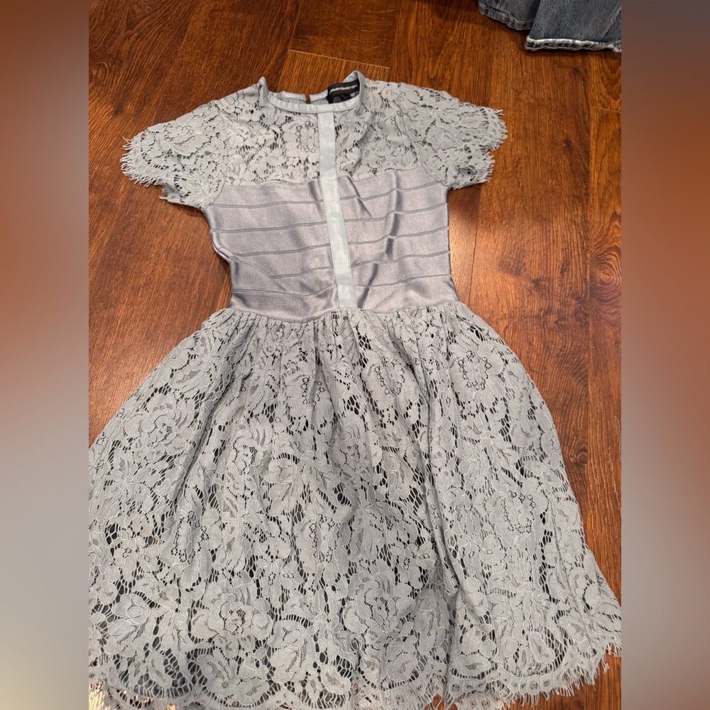 French Connection Kids Lace Dress in Light Gray